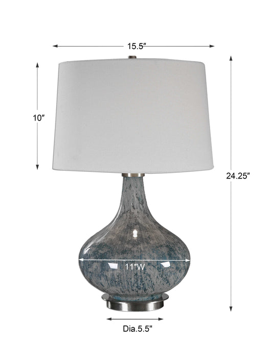 Celinda One Light Table Lamp Blue Gray, Brushed Brass-Lamps-Uttermost-Lighting Design Store
