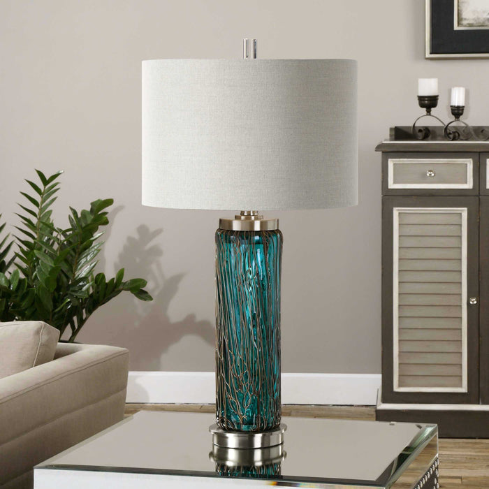 Almanzora One Light Table Lamp Blue, Bronze, Brushed Nickel-Lamps-Uttermost-Lighting Design Store