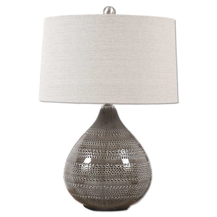 Batova One Light Table Lamp Brushed Nickel-Lamps-Uttermost-Lighting Design Store