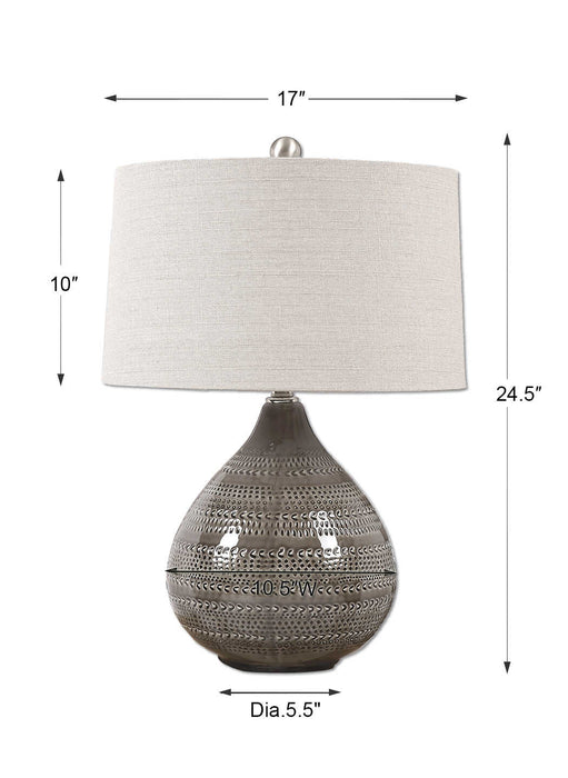 Batova One Light Table Lamp Brushed Nickel-Lamps-Uttermost-Lighting Design Store