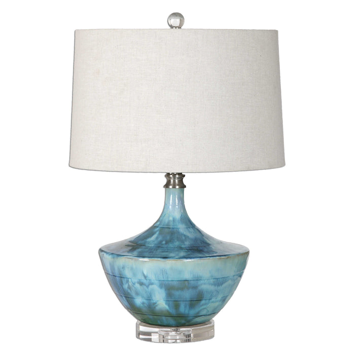 Chasida One Light Table Lamp Blue Ceramic Glaze-Lamps-Uttermost-Lighting Design Store