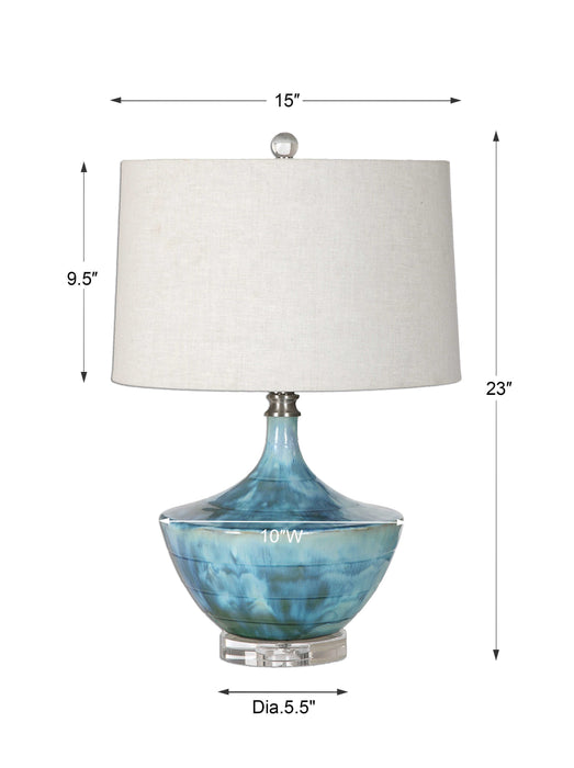 Chasida One Light Table Lamp Blue Ceramic Glaze-Lamps-Uttermost-Lighting Design Store