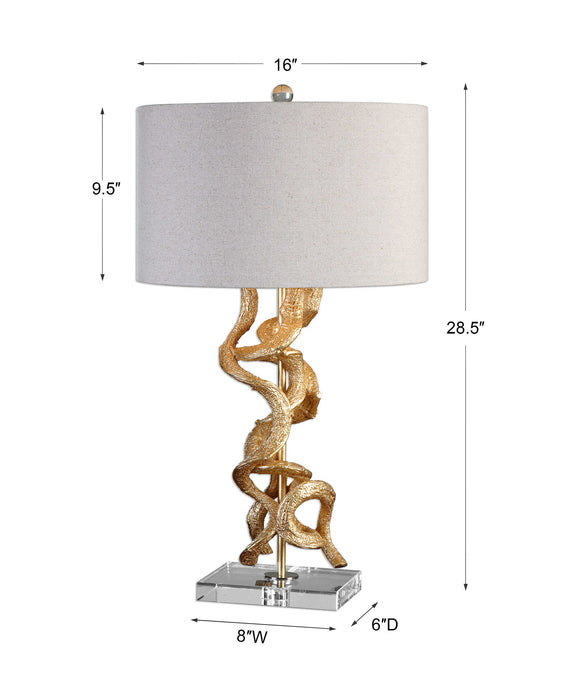 Twisted Vines One Light Table Lamp Bright Gold Leaf-Lamps-Uttermost-Lighting Design Store