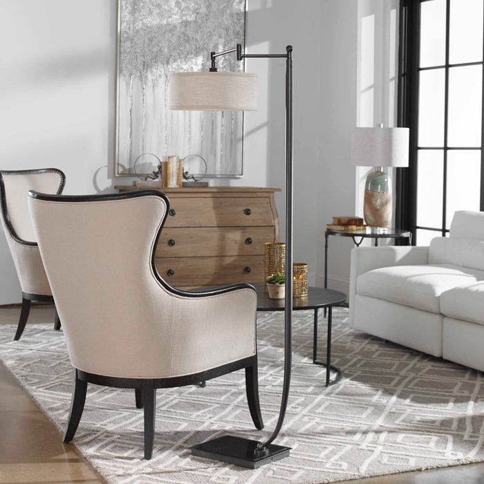 Lamine One Light Floor Lamp Dark Bronze-Lamps-Uttermost-Lighting Design Store