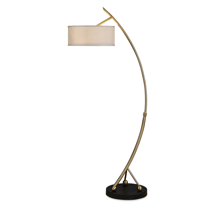 Vardar Two Light Floor Lamp Brushed Brass-Lamps-Uttermost-Lighting Design Store