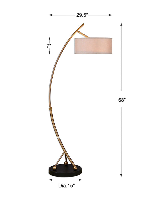 Vardar Two Light Floor Lamp Brushed Brass-Lamps-Uttermost-Lighting Design Store