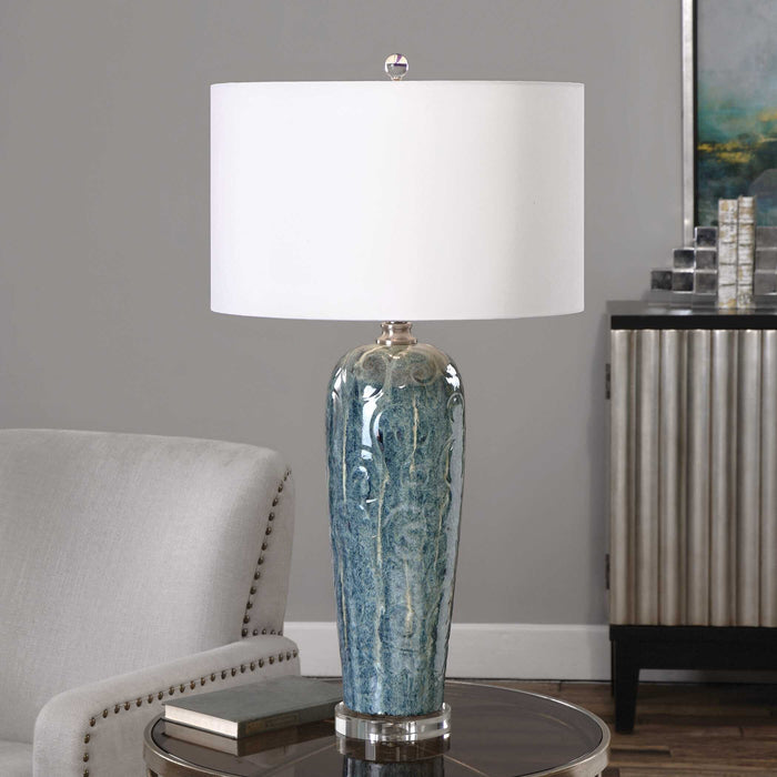 Maira One Light Table Lamp Brushed Nickel-Lamps-Uttermost-Lighting Design Store
