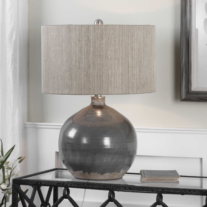 Vardenis One Light Table Lamp Brushed Nickel-Lamps-Uttermost-Lighting Design Store