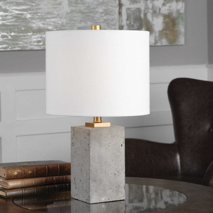 Drexel One Light Table Lamp Brushed Gold-Lamps-Uttermost-Lighting Design Store