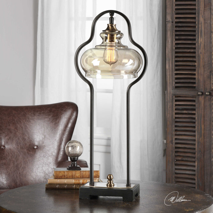 Cotulla One Light Desk Lamp Antique Brass-Lamps-Uttermost-Lighting Design Store