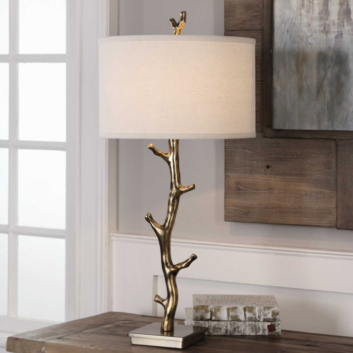 Javor One Light Table Lamp Antiqued Gold-Lamps-Uttermost-Lighting Design Store