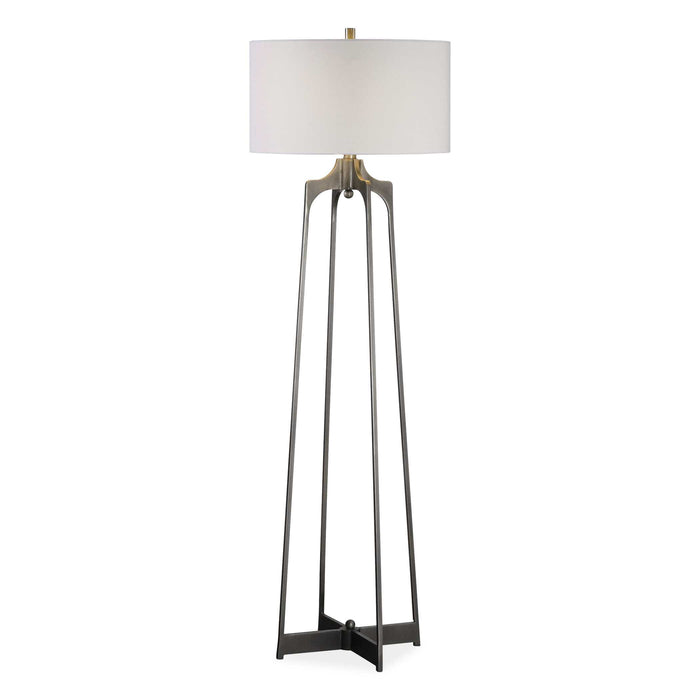 Adrian One Light Floor Lamp Aged Gun Metal-Lamps-Uttermost-Lighting Design Store
