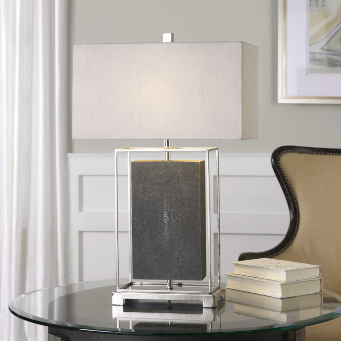 Sakana One Light Table Lamp Polished Nickel-Lamps-Uttermost-Lighting Design Store