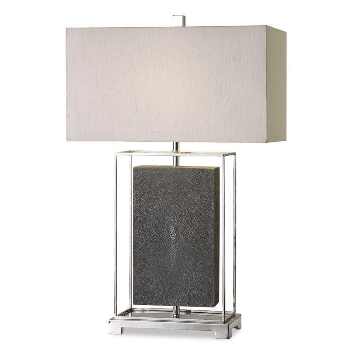 Sakana One Light Table Lamp Polished Nickel-Lamps-Uttermost-Lighting Design Store