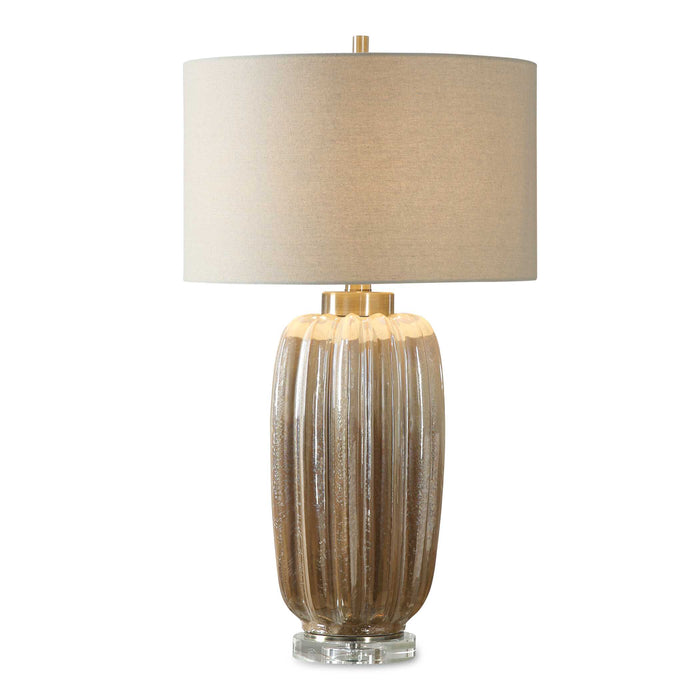 Gistova One Light Table Lamp Brushed Antiqued Gold-Lamps-Uttermost-Lighting Design Store