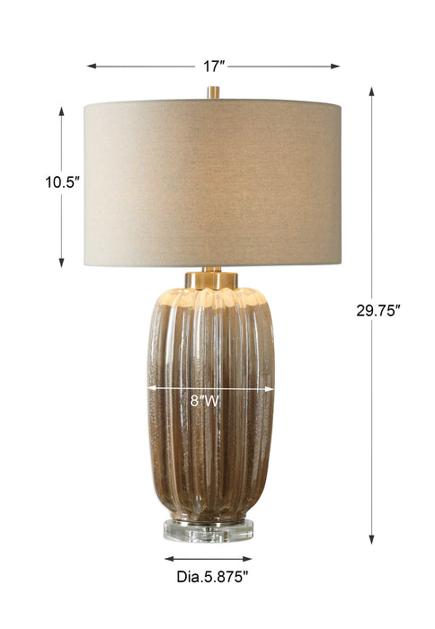Gistova One Light Table Lamp Brushed Antiqued Gold-Lamps-Uttermost-Lighting Design Store