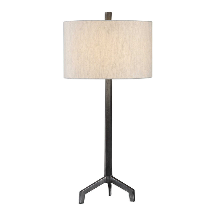 Ivor One Light Table Lamp Raw Steel And Burnished Distressing-Lamps-Uttermost-Lighting Design Store
