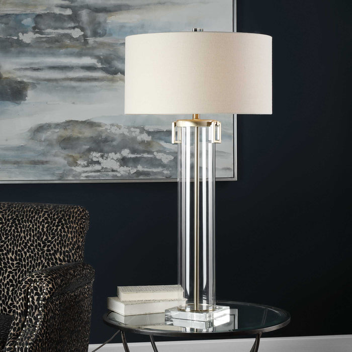 Monette One Light Table Lamp Brushed Nickel-Lamps-Uttermost-Lighting Design Store