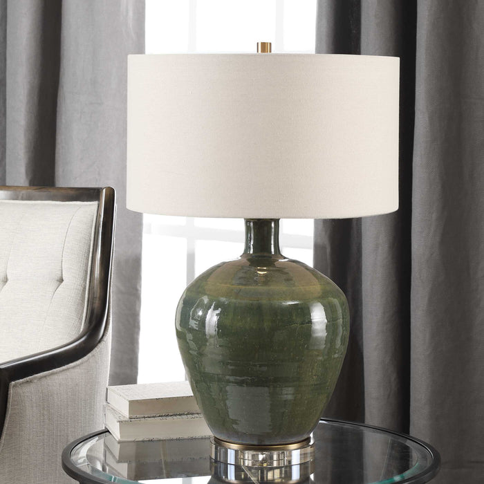 Elva One Light Table Lamp Antique Brass-Lamps-Uttermost-Lighting Design Store