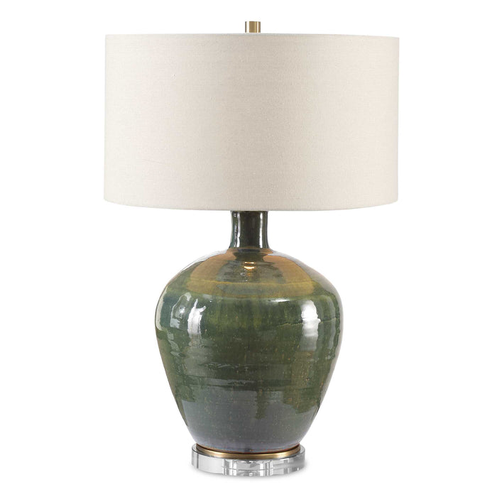 Elva One Light Table Lamp Antique Brass-Lamps-Uttermost-Lighting Design Store