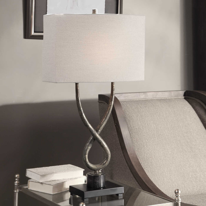 Talema One Light Table Lamp Aged Silver Leaf-Lamps-Uttermost-Lighting Design Store