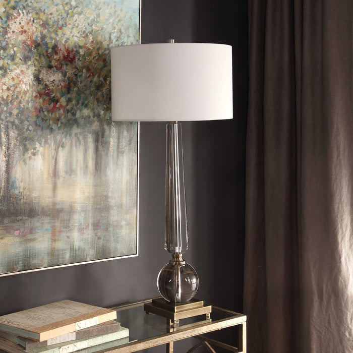 Crista One Light Table Lamp Brushed Nickel-Lamps-Uttermost-Lighting Design Store
