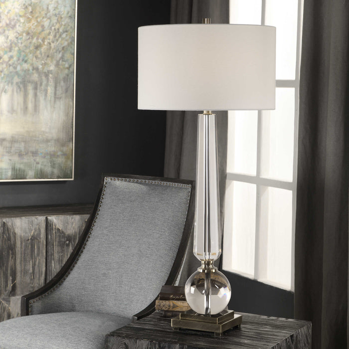 Crista One Light Table Lamp Brushed Nickel-Lamps-Uttermost-Lighting Design Store