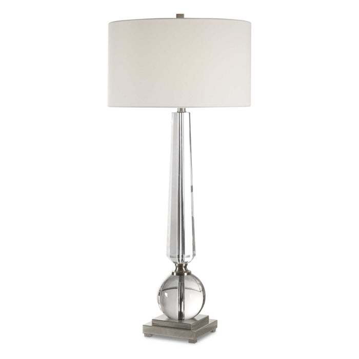 Crista One Light Table Lamp Brushed Nickel-Lamps-Uttermost-Lighting Design Store