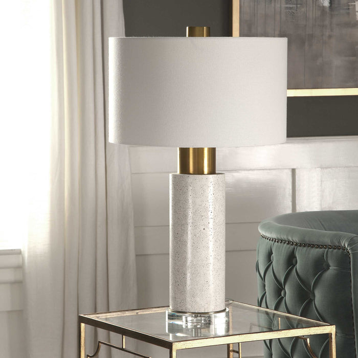 Vaeshon One Light Table Lamp Brushed Brass-Lamps-Uttermost-Lighting Design Store