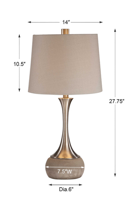 Niah One Light Table Lamp Brushed Nickel-Lamps-Uttermost-Lighting Design Store