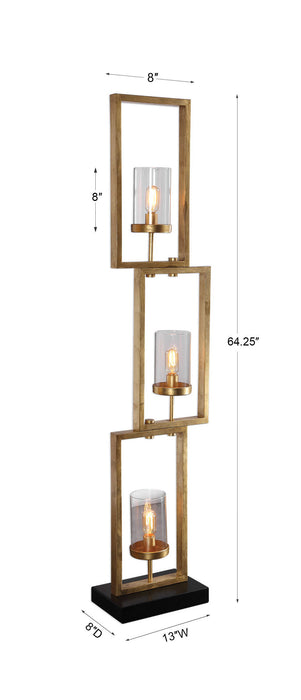 Cielo Three Light Floor Lamp Antiqued Gold Leaf-Lamps-Uttermost-Lighting Design Store
