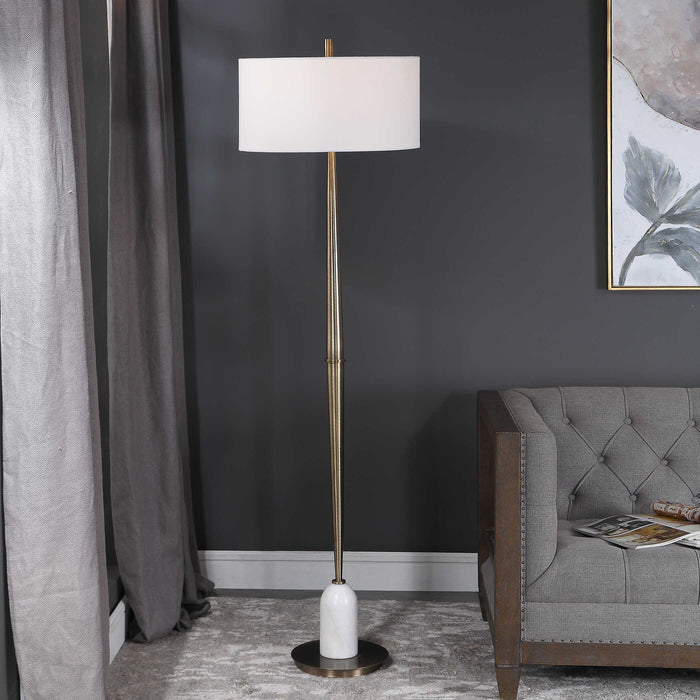 Minette One Light Floor Lamp Antique Brass-Lamps-Uttermost-Lighting Design Store