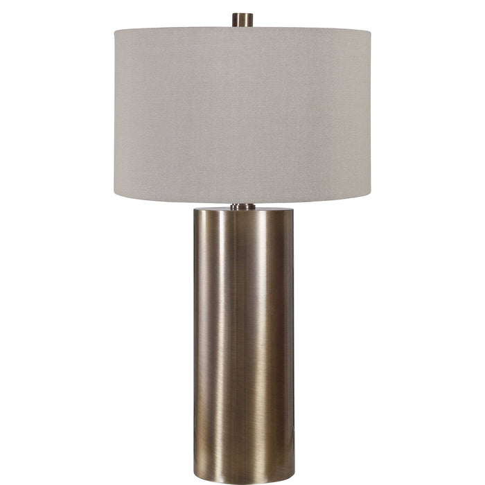 Taria One Light Table Lamp Antiqued Brushed Brass-Lamps-Uttermost-Lighting Design Store