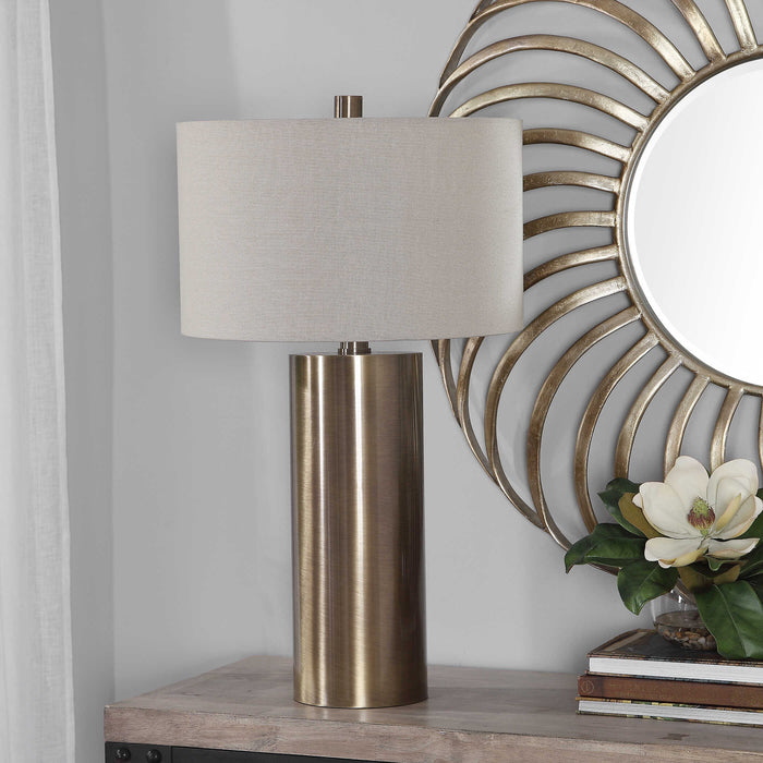 Taria One Light Table Lamp Antiqued Brushed Brass-Lamps-Uttermost-Lighting Design Store