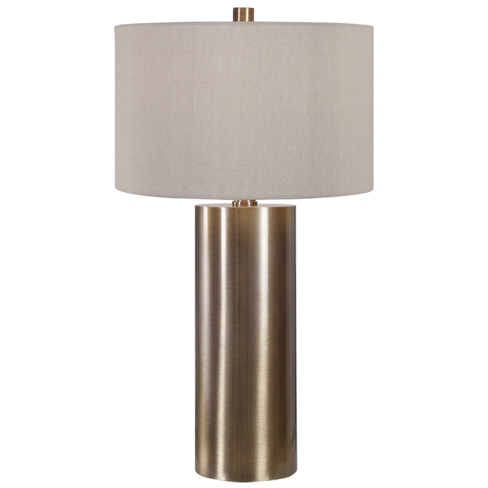 Taria One Light Table Lamp Antiqued Brushed Brass-Lamps-Uttermost-Lighting Design Store