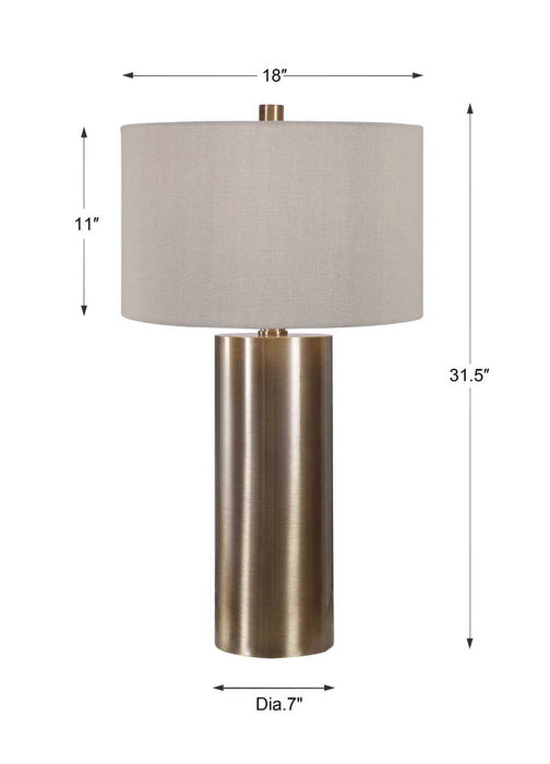 Taria One Light Table Lamp Antiqued Brushed Brass-Lamps-Uttermost-Lighting Design Store