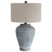 Pelia One Light Table Lamp Aqua Blue Crackle Glaze With Light Gray Textured Pattern-Lamps-Uttermost-Lighting Design Store