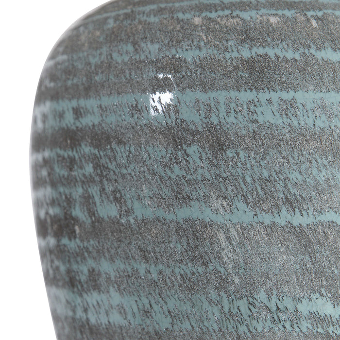 Pelia One Light Table Lamp Aqua Blue Crackle Glaze With Light Gray Textured Pattern-Lamps-Uttermost-Lighting Design Store