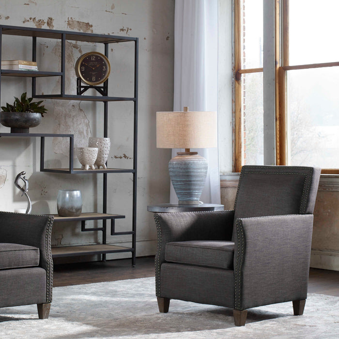 Pelia One Light Table Lamp Aqua Blue Crackle Glaze With Light Gray Textured Pattern-Lamps-Uttermost-Lighting Design Store