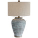 Pelia One Light Table Lamp Aqua Blue Crackle Glaze With Light Gray Textured Pattern-Lamps-Uttermost-Lighting Design Store