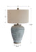 Pelia One Light Table Lamp Aqua Blue Crackle Glaze With Light Gray Textured Pattern-Lamps-Uttermost-Lighting Design Store