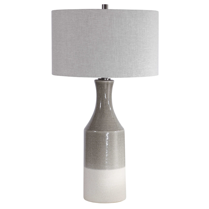 Savin One Light Table Lamp Glossy Warm Gray Glaze-Lamps-Uttermost-Lighting Design Store