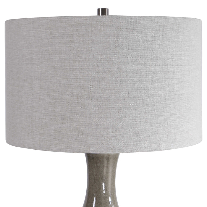 Savin One Light Table Lamp Glossy Warm Gray Glaze-Lamps-Uttermost-Lighting Design Store