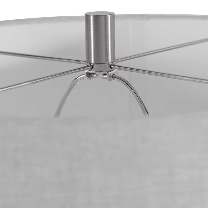 Savin One Light Table Lamp Glossy Warm Gray Glaze-Lamps-Uttermost-Lighting Design Store