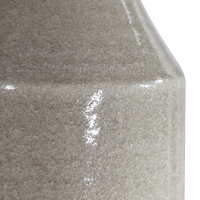 Savin One Light Table Lamp Glossy Warm Gray Glaze-Lamps-Uttermost-Lighting Design Store