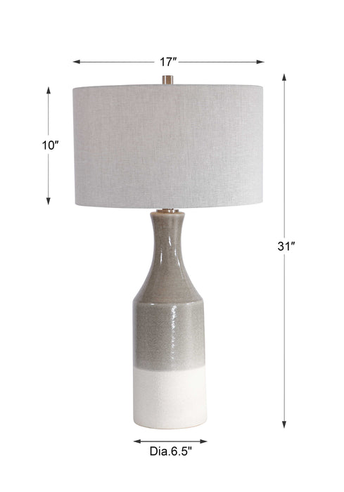 Savin One Light Table Lamp Glossy Warm Gray Glaze-Lamps-Uttermost-Lighting Design Store