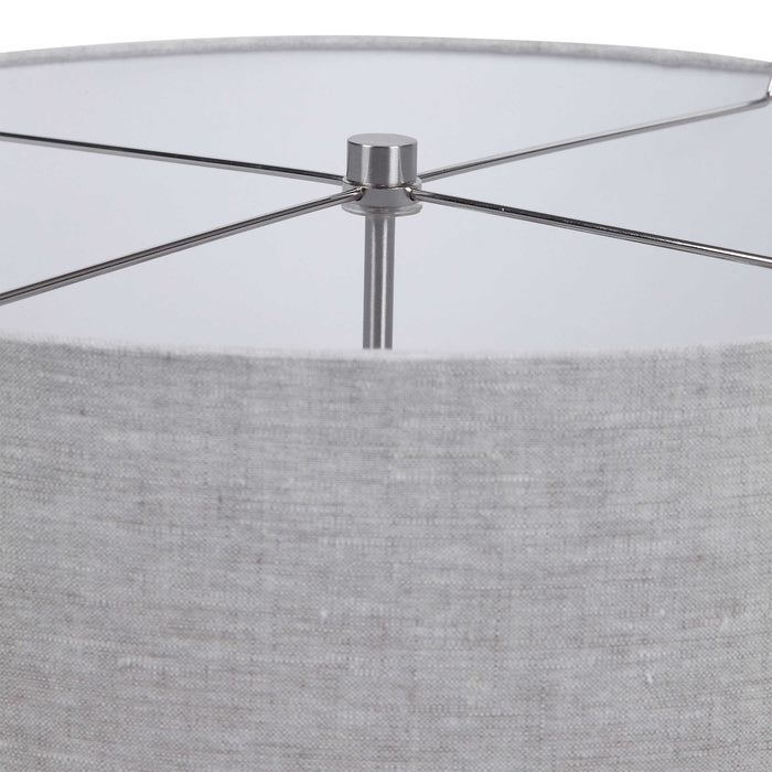 Lenta Two Light Table Lamp Brushed Nickel-Lamps-Uttermost-Lighting Design Store