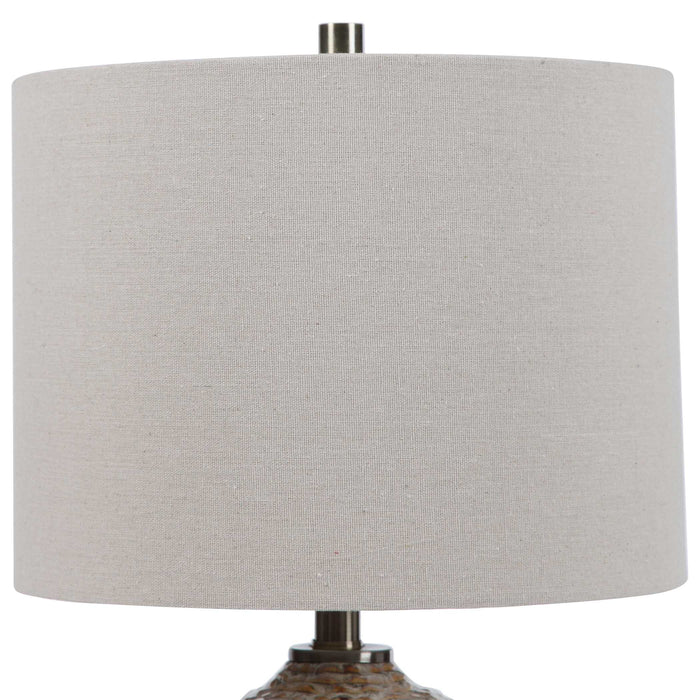 Lagos One Light Table Lamp Brushed Brass-Lamps-Uttermost-Lighting Design Store