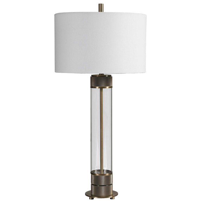 Anmer One Light Table Lamp Antiqued Brass-Lamps-Uttermost-Lighting Design Store
