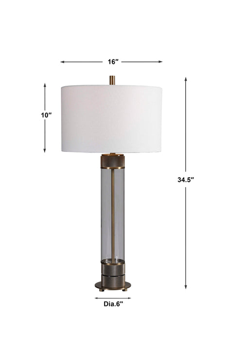 Anmer One Light Table Lamp Antiqued Brass-Lamps-Uttermost-Lighting Design Store